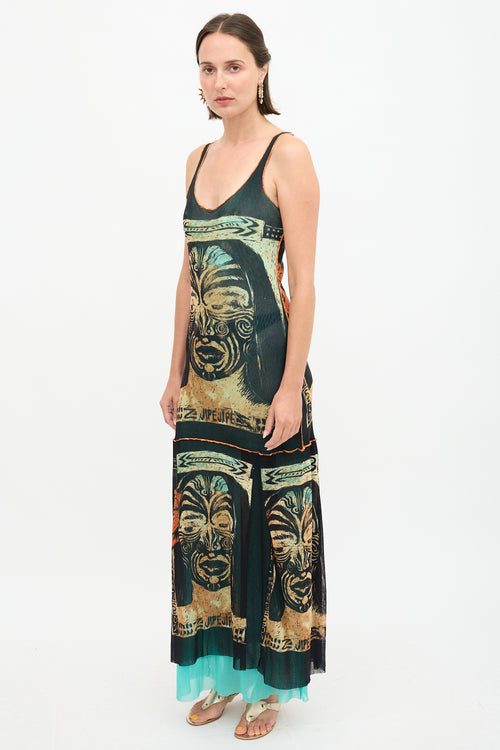 Jean Paul Gaultier 1990s Mesh Printed Dress