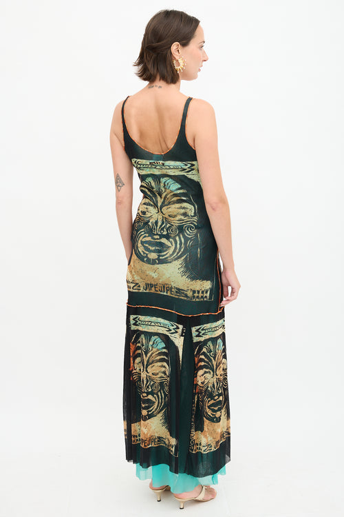 Jean Paul Gaultier 1990s Mesh Printed Dress