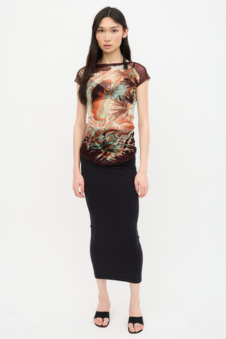 Jean Paul Gaultier 1990s Mesh Printed Top