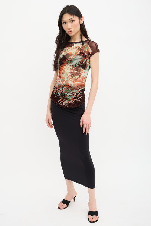 Jean Paul Gaultier 1990s Mesh Printed Top