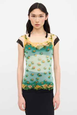 Jean Paul Gaultier 2000s Mesh Floral Top
