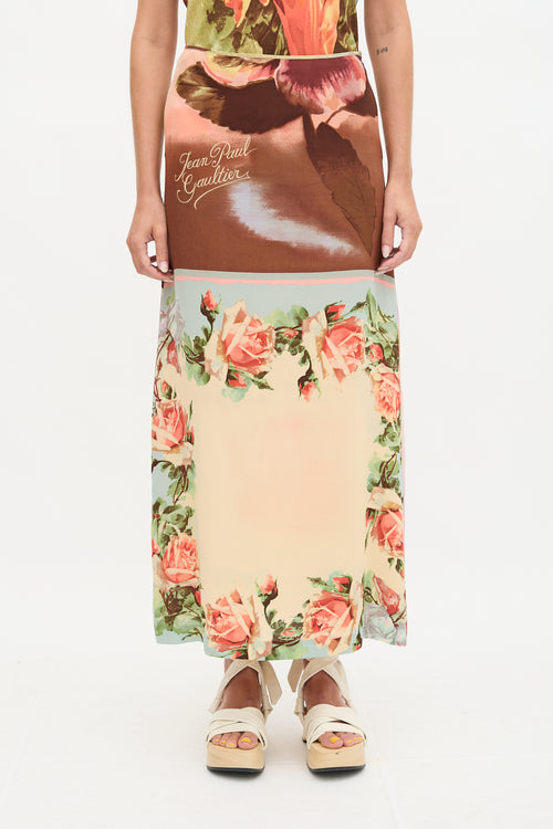 Jean Paul Gaultier 2000s Silk Floral Skirt