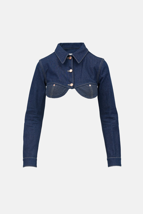 Jean Paul Gaultier Cropped Denim Bustier Jacket
