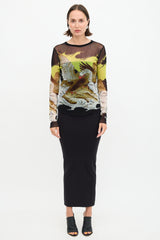 Jean Paul Gaultier 1990s Mesh Printed Top