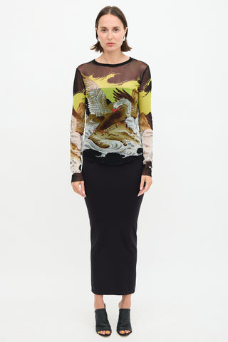 Jean Paul Gaultier 1990s Mesh Printed Top