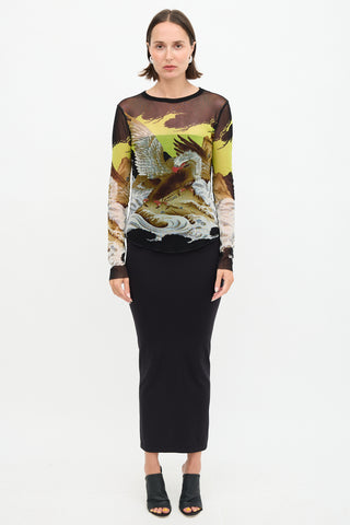 Jean Paul Gaultier 1990s Mesh Printed Top