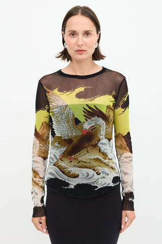 Jean Paul Gaultier 1990s Mesh Printed Top