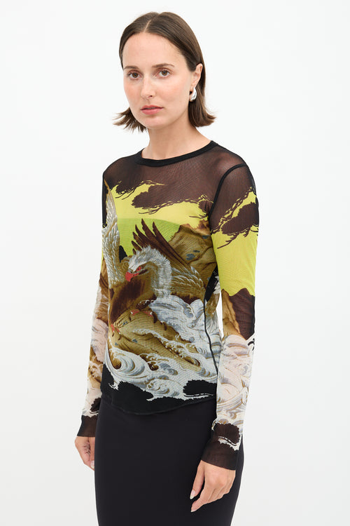 Jean Paul Gaultier 1990s Mesh Printed Top