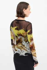 Jean Paul Gaultier 1990s Mesh Printed Top