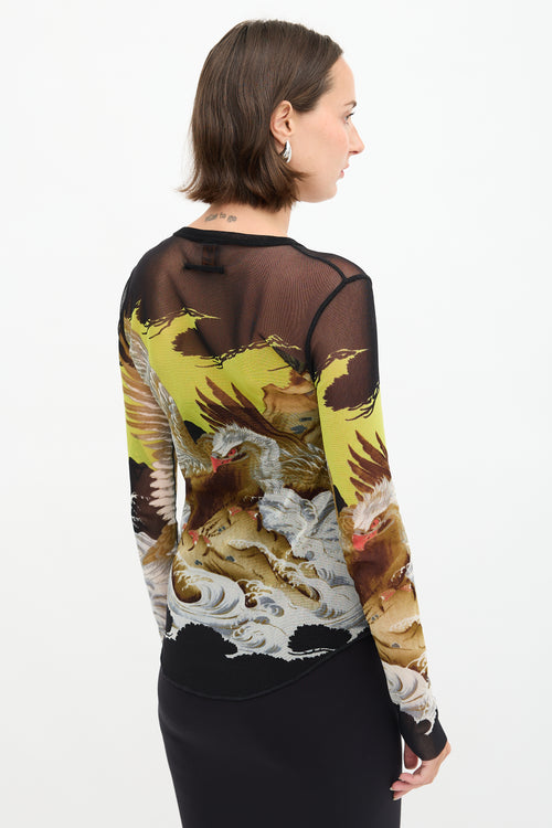 Jean Paul Gaultier 1990s Mesh Printed Top