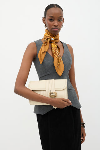 Jean Paul Gaultier Leather Belted Wrap Clutch