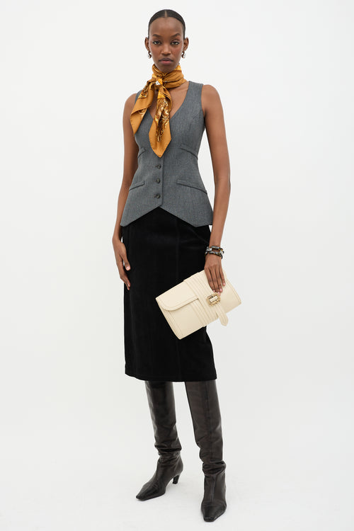 Jean Paul Gaultier Leather Belted Wrap Clutch