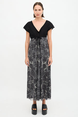 Jean Paul Gaultier Mesh Leaf Printed Dress