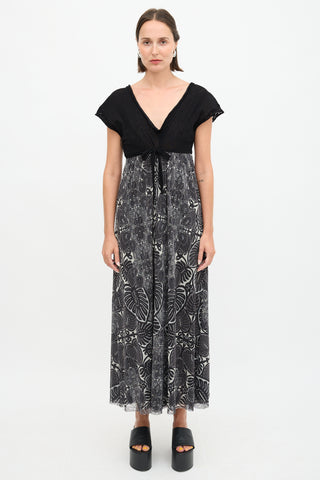 Jean Paul Gaultier Mesh Leaf Printed Dress