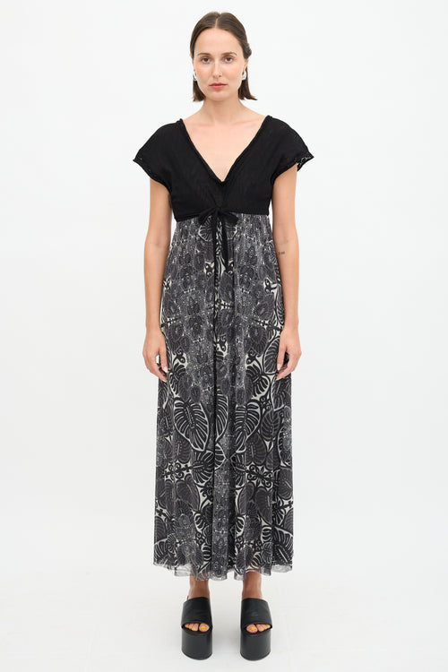 Jean Paul Gaultier Mesh Leaf Printed Dress