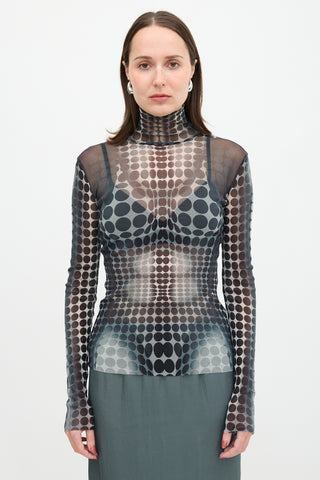 Jean Paul Gaultier Mesh Polka Dot Top
