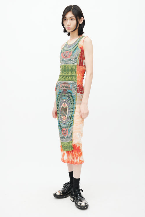 Jean Paul Gaultier Multicolour Mesh Evidemment Banknote Print Dress