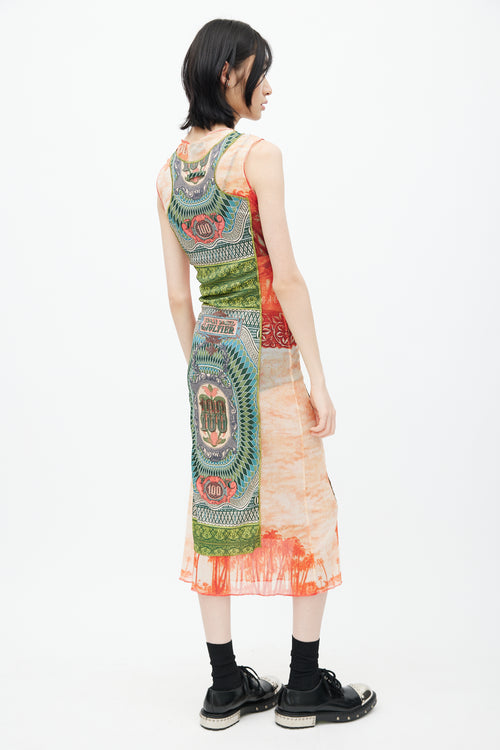 Jean Paul Gaultier Multicolour Mesh Evidemment Banknote Print Dress