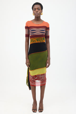 Jean Paul Gaultier SS 1996 Printed Mesh Wrap Dress