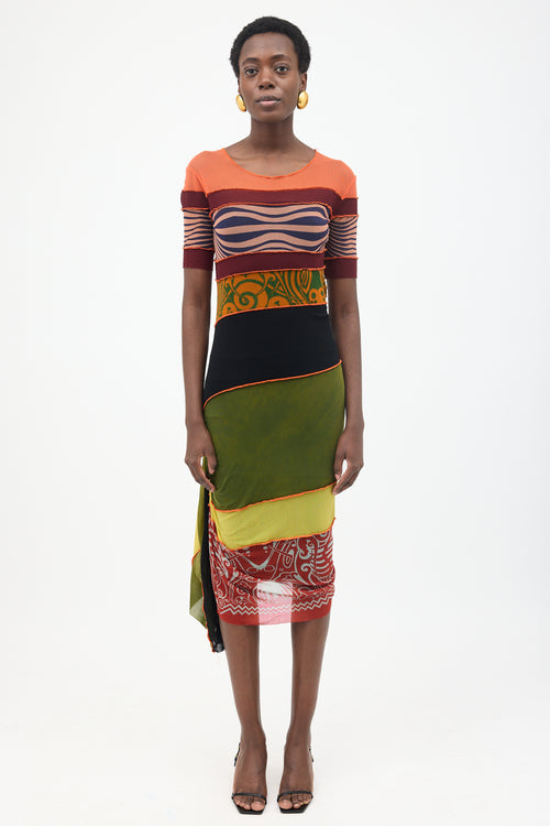 Jean Paul Gaultier SS 1996 Printed Mesh Wrap Dress