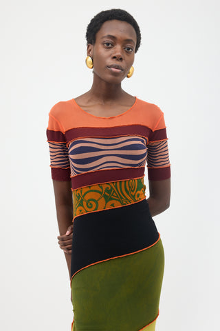 Jean Paul Gaultier SS 1996 Printed Mesh Wrap Dress