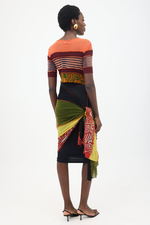 Jean Paul Gaultier SS 1996 Printed Mesh Wrap Dress