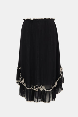 Jean Paul Gaultier Vintage Sheer Knit Ruffled Skirt