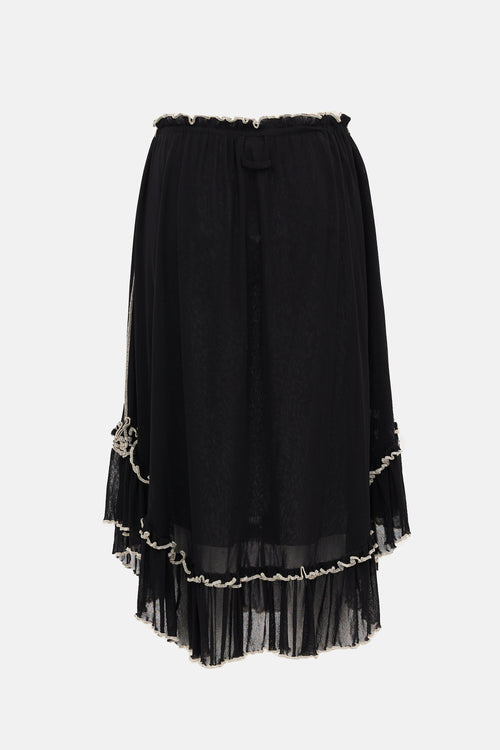 Jean Paul Gaultier Vintage Sheer Knit Ruffled Skirt