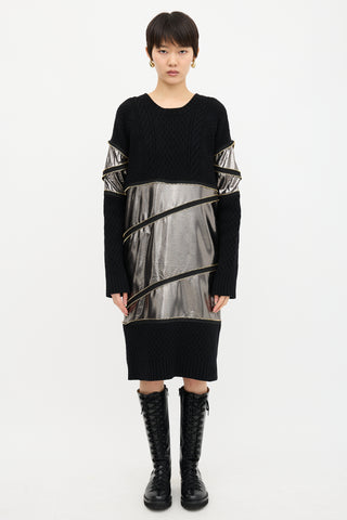 Jean Paul Gaultier Wool Cable Knit Zip Sweater