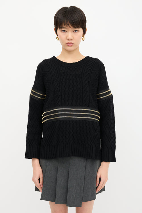 Jean Paul Gaultier Wool Cable Knit Zip Sweater