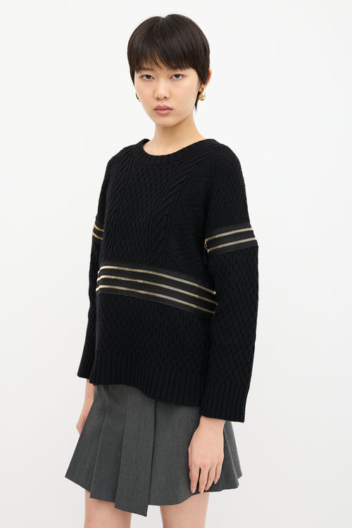 Jean Paul Gaultier Wool Cable Knit Zip Sweater