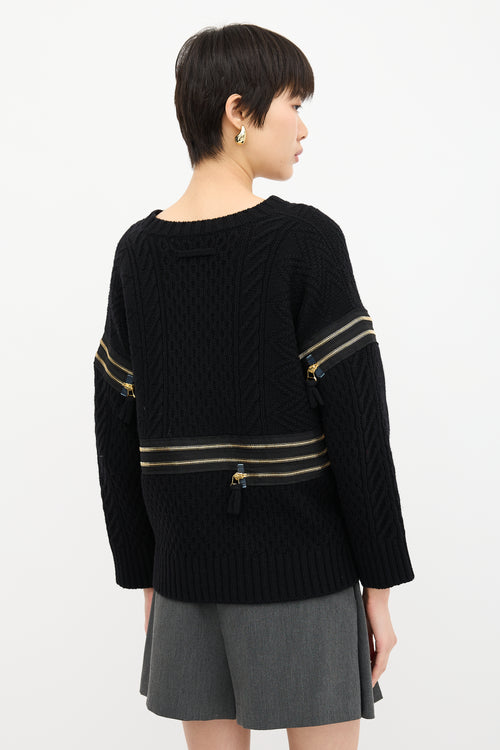 Jean Paul Gaultier Wool Cable Knit Zip Sweater