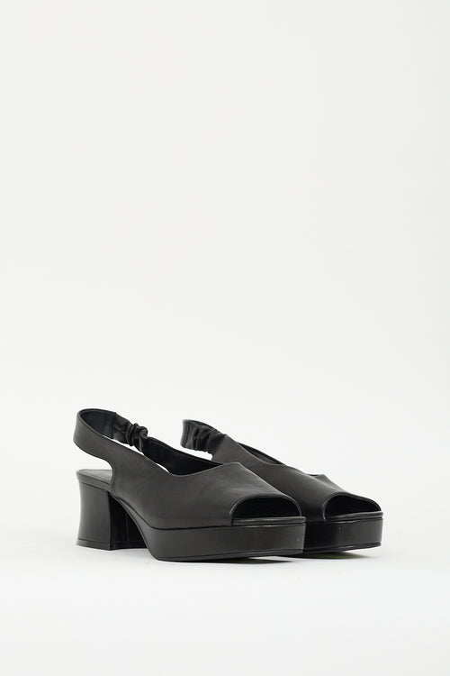 Jeffrey Campbell Black Leather Platform Sandal