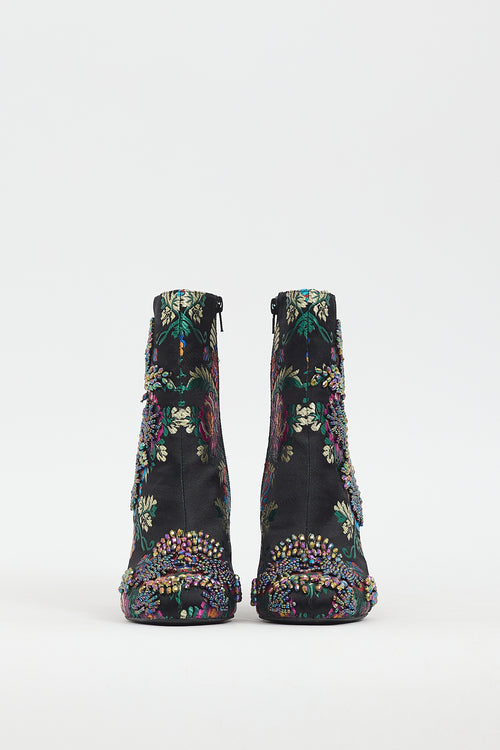 Jeffrey Campbell Black & Multi Sequin Brocade Stratford Boot