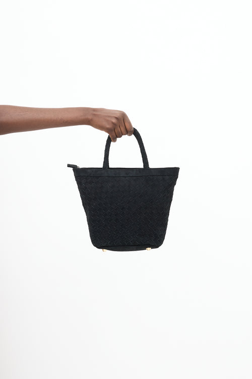 Jenn Lee Black Suede Woven Onyx Tote Bag