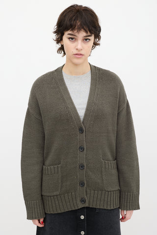 Jenni Kayne Green Knit V-Neck Cardigan