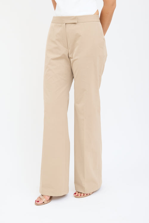 Jil Sander Beige Nylon Wide Leg Trouser