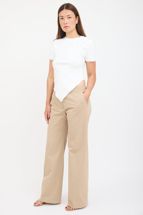 Jil Sander Beige Nylon Wide Leg Trouser