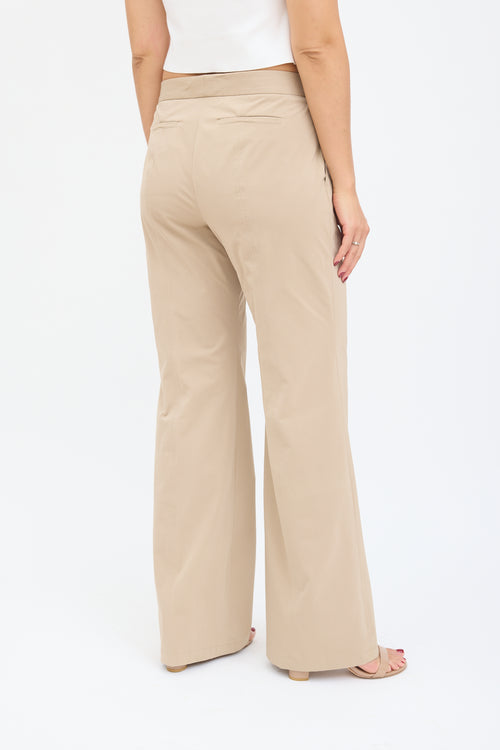 Jil Sander Beige Nylon Wide Leg Trouser