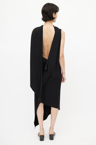 Jil Sander Black Asymmetrical Drape Dress