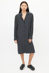 Jil Sander Black & Beige Print Shirt Dress