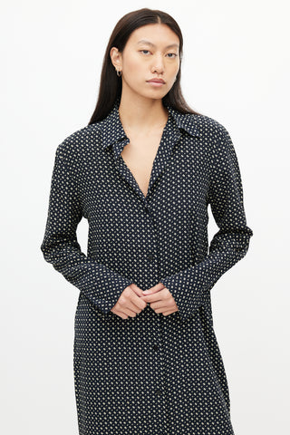 Jil Sander Black & Beige Print Shirt Dress