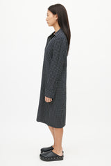 Jil Sander Black & Beige Print Shirt Dress