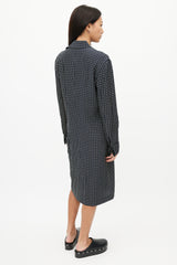 Jil Sander Black & Beige Print Shirt Dress