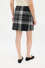 Jil Sander Black & White Plaid Asymmetric Wrap Skirt