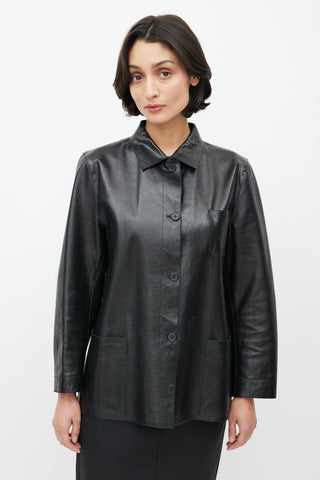 Jil Sander Black Leather Chore Jacket