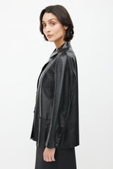 Jil Sander Black Leather Chore Jacket