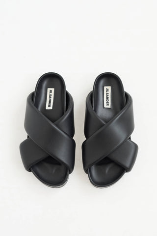 Jil Sander Leather Criss Cross Slide