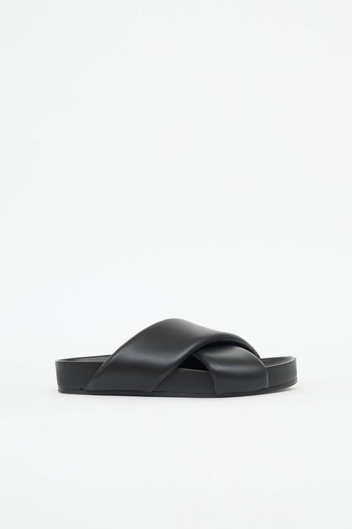 Jil Sander Leather Criss Cross Slide