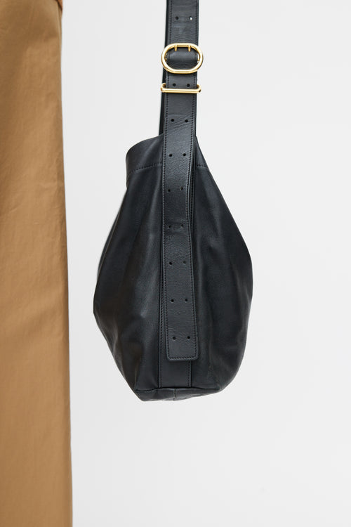 Jil Sander Black Leather Gold Buckle Shoulder Bag